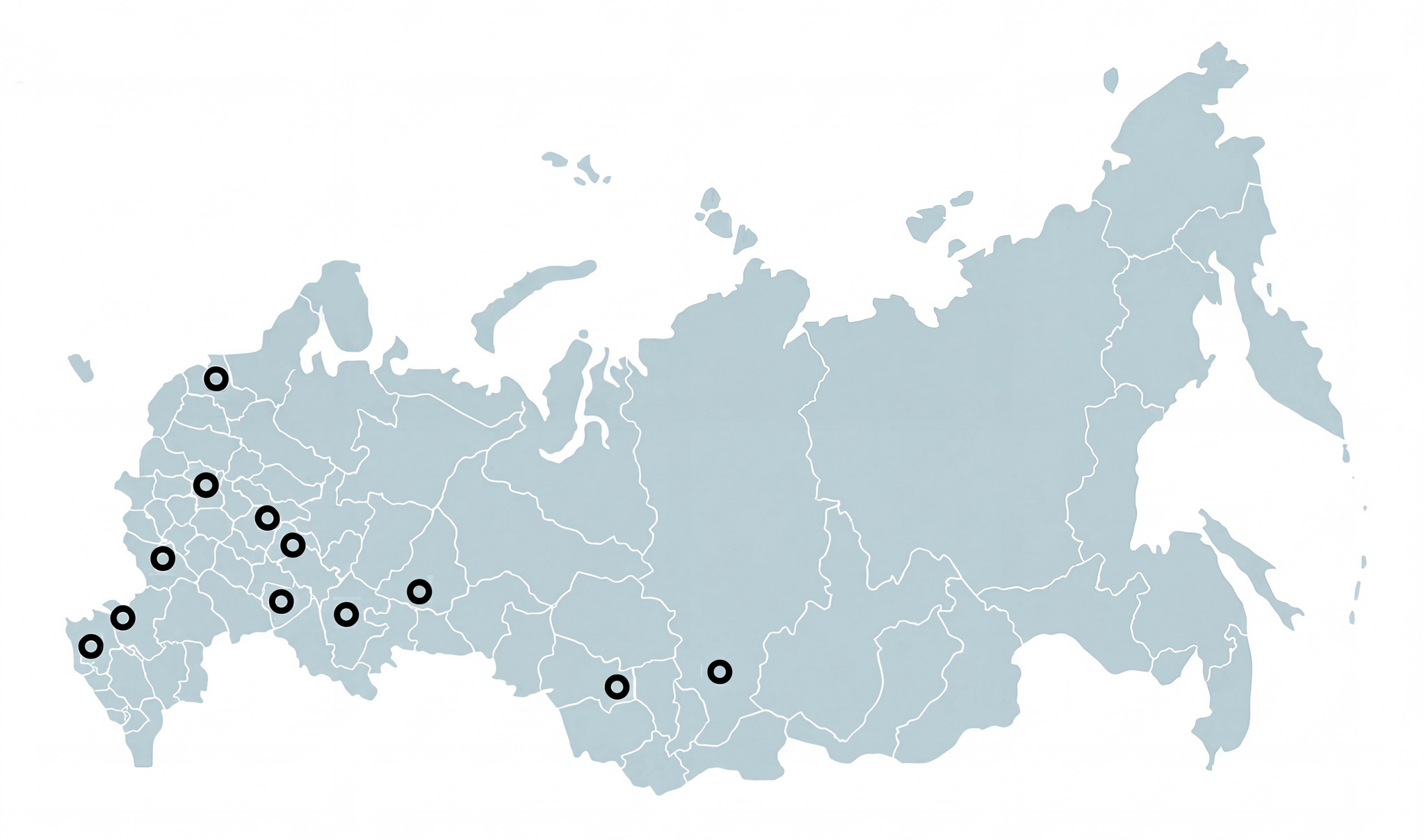 Карта покрытия сервиса по России